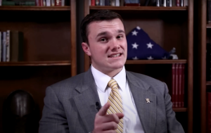 Man with yellow striped tie